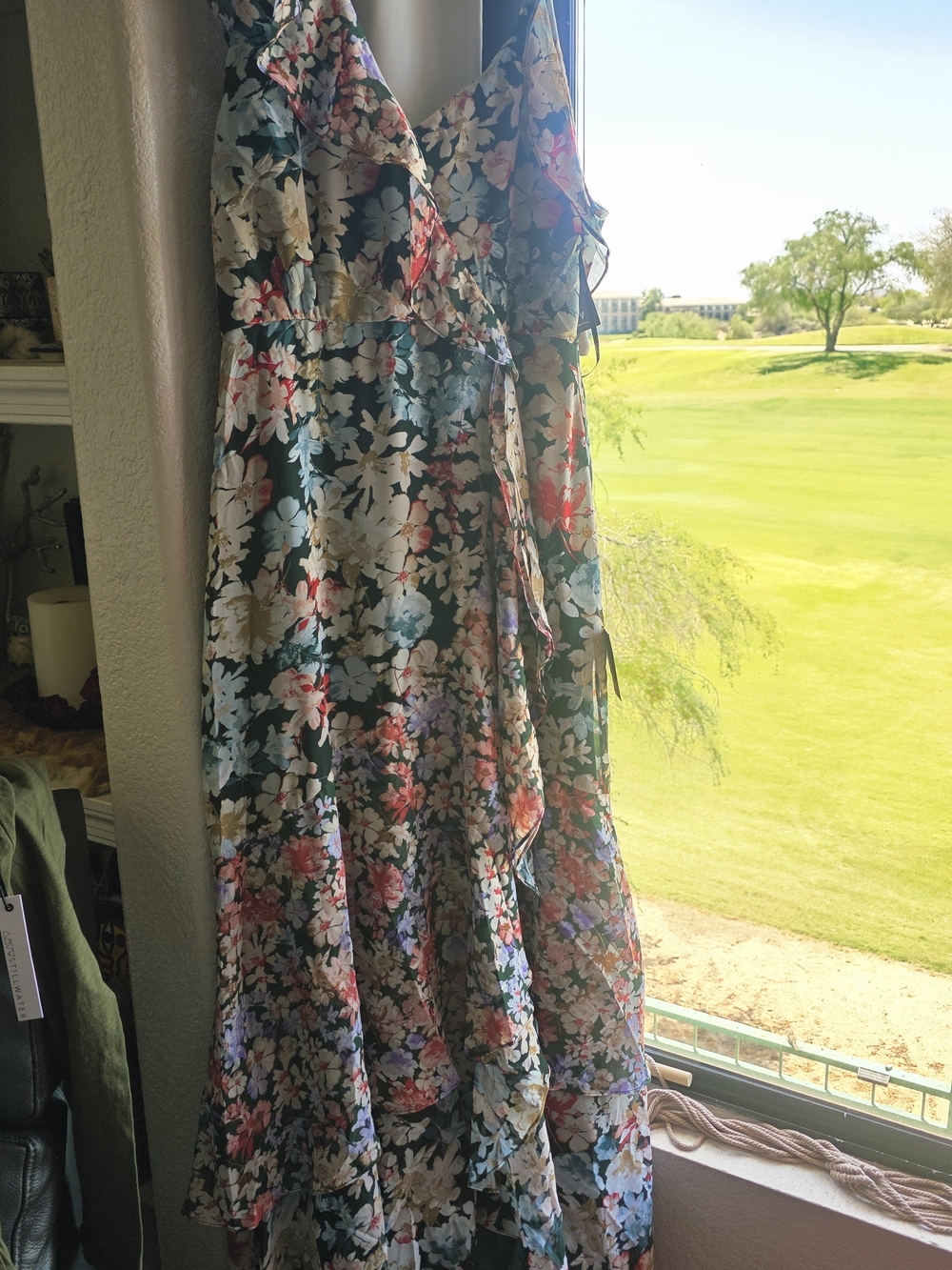 Lulu's Floral Ruffle High-Low Maxi Dress - Pink, Green, Blue Medium - Picture 4 of 8
